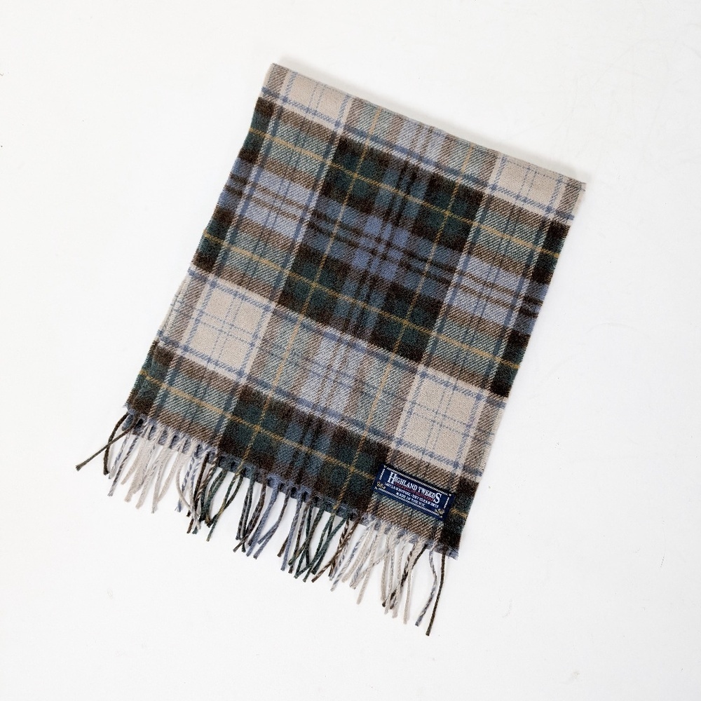 Vintage Highland Tweeds Lambswool Scarf Rectangular Fringe Plaid Tartan - Picture 2 of 10
